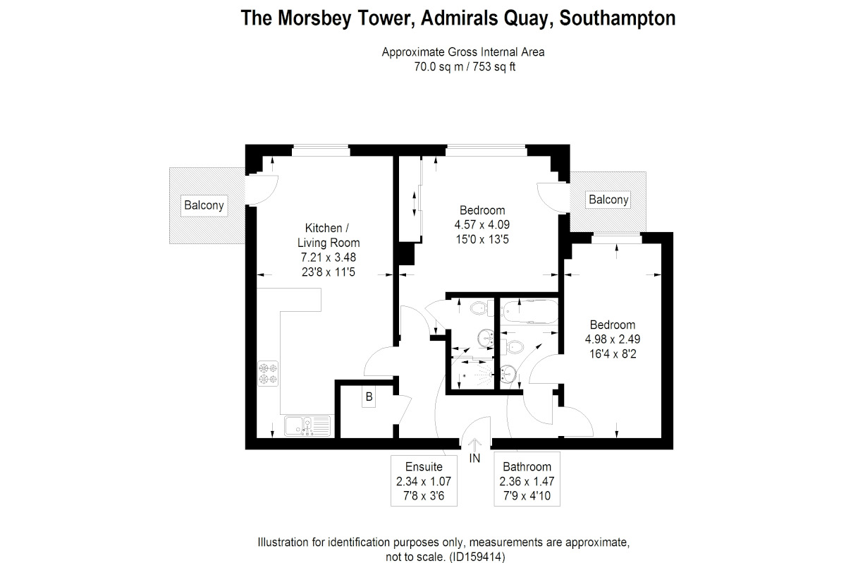 Floorplan of 2 bedroom  Property to rent, The Moresby Tower, Southampton, SO14