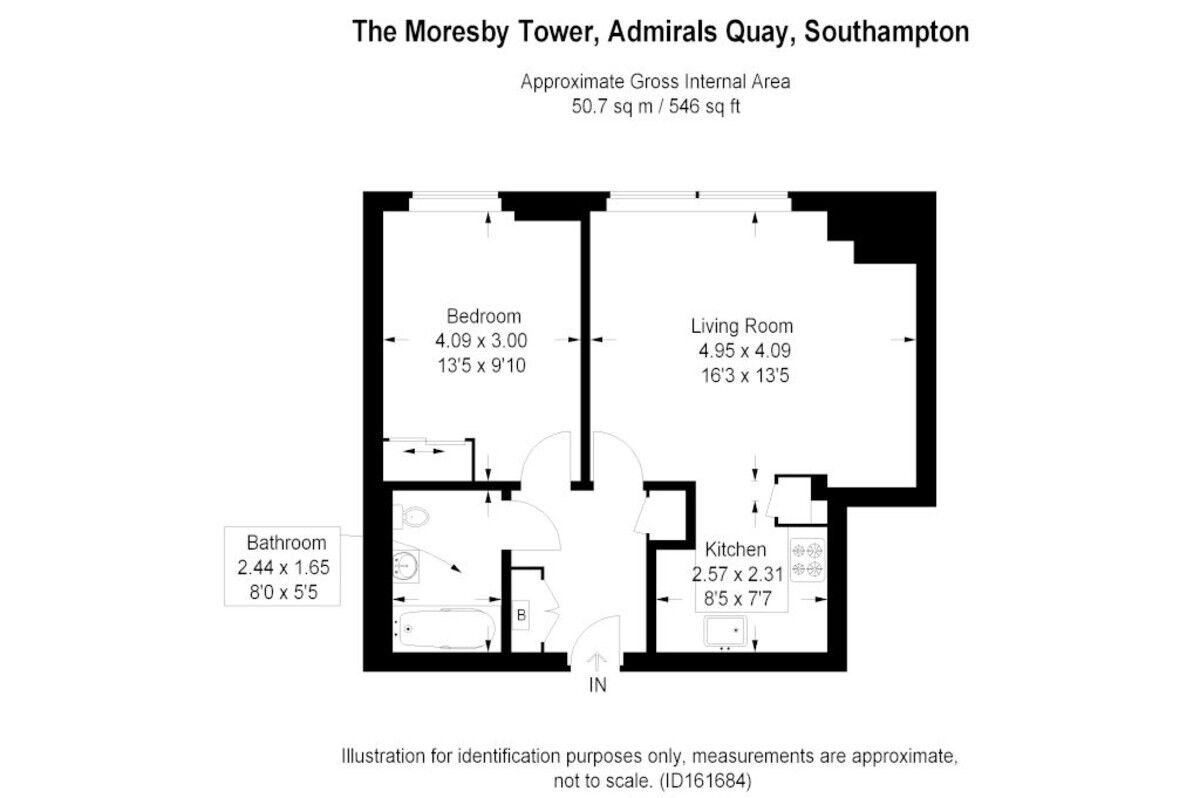 Floorplan of 1 bedroom  Property to rent, The Moresby Tower, Southampton, SO14