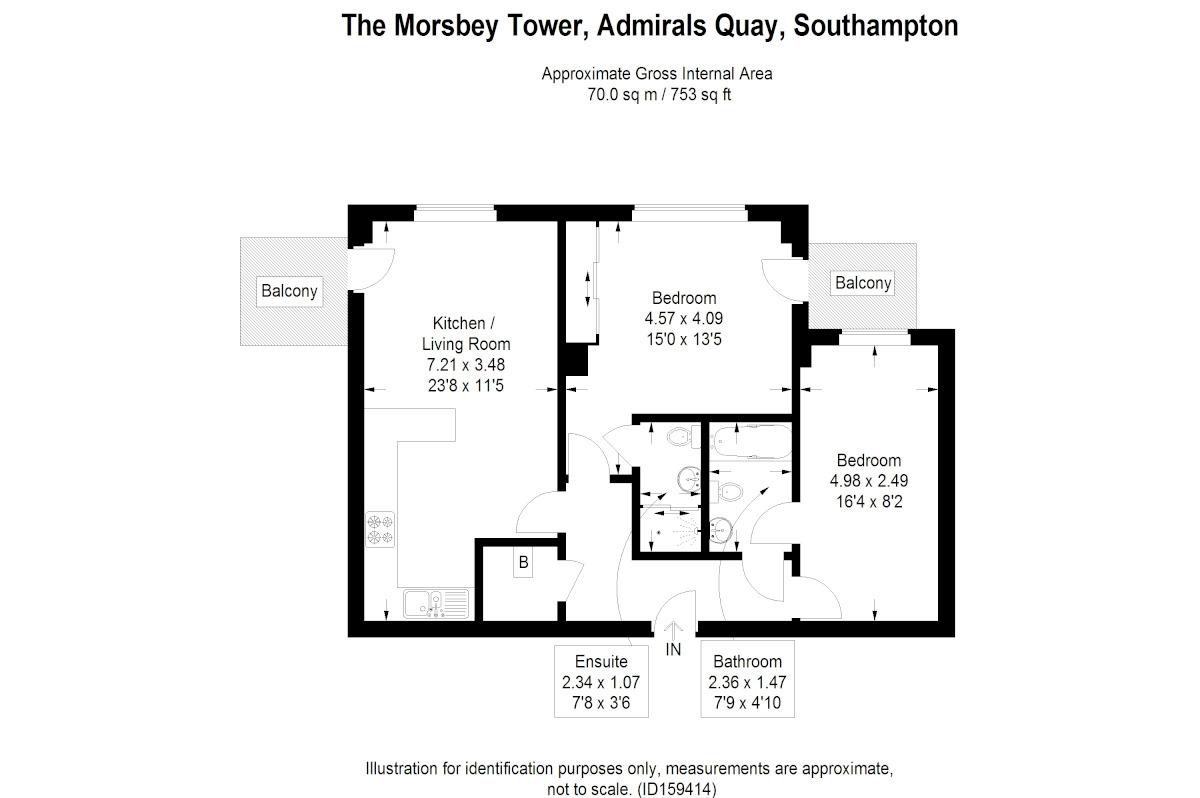 Floorplan of 2 bedroom  Property to rent, The Moresby Tower, Southampton, SO14