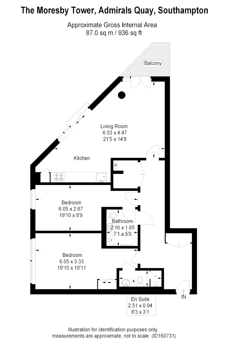 Floorplan of 2 bedroom  Property to rent, The Moresby Tower, Southampton, SO14