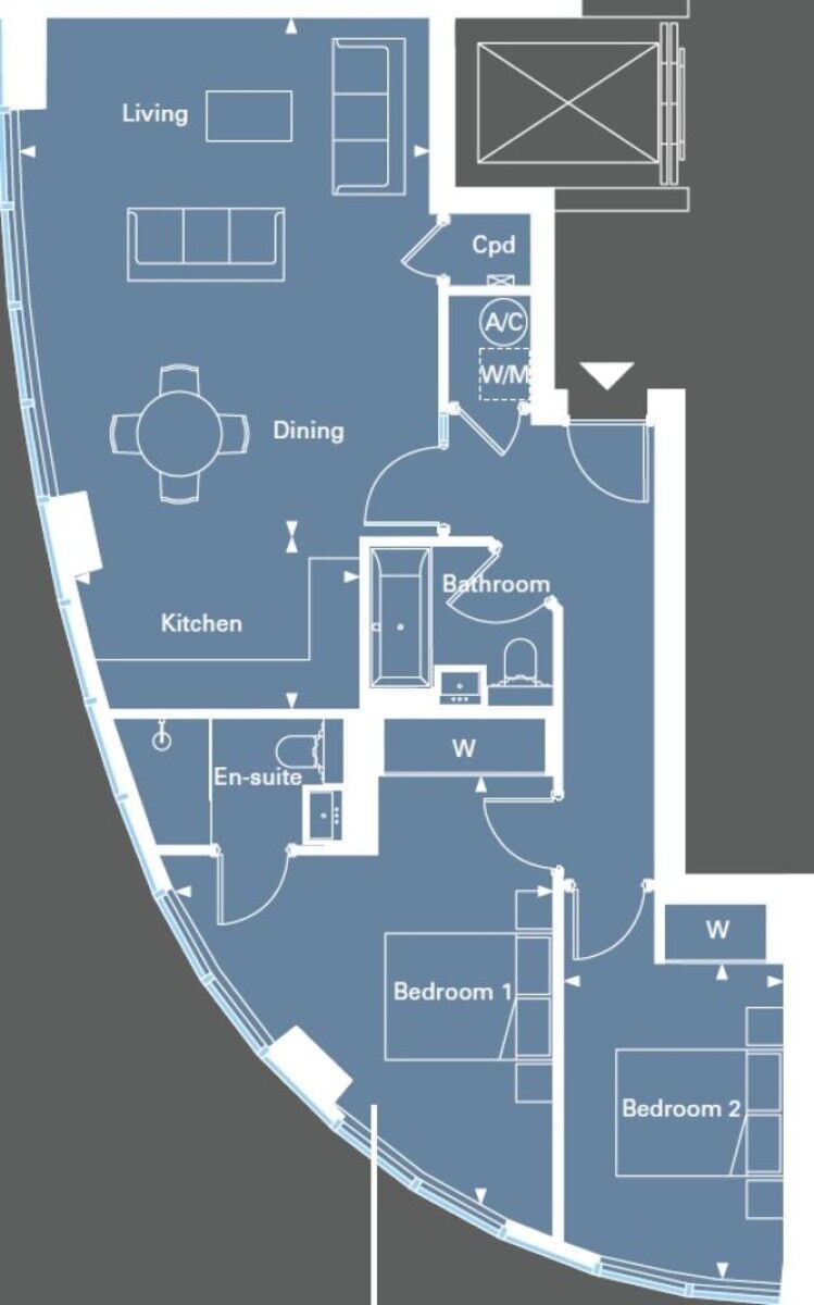 Floorplan of 2 bedroom  Property to rent, Gunwharf Quays, Portsmouth, PO1