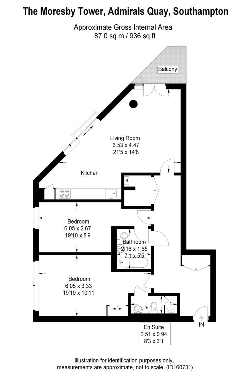 Floorplan of 2 bedroom  Property for sale, The Moresby Tower, Southampton, SO14