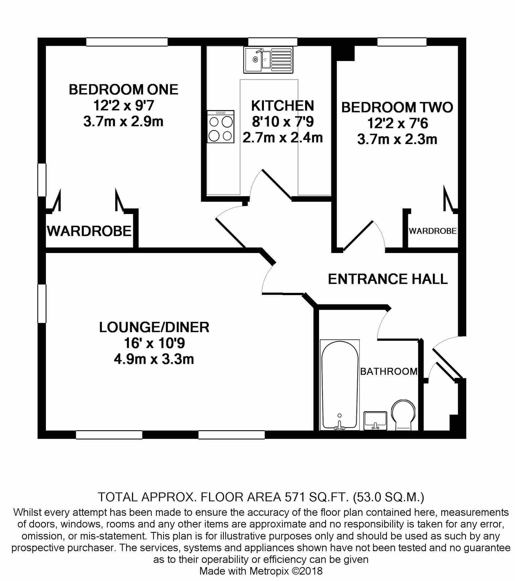 Floorplan of 2 bedroom Flat to rent, Timor Close, Fareham, PO15