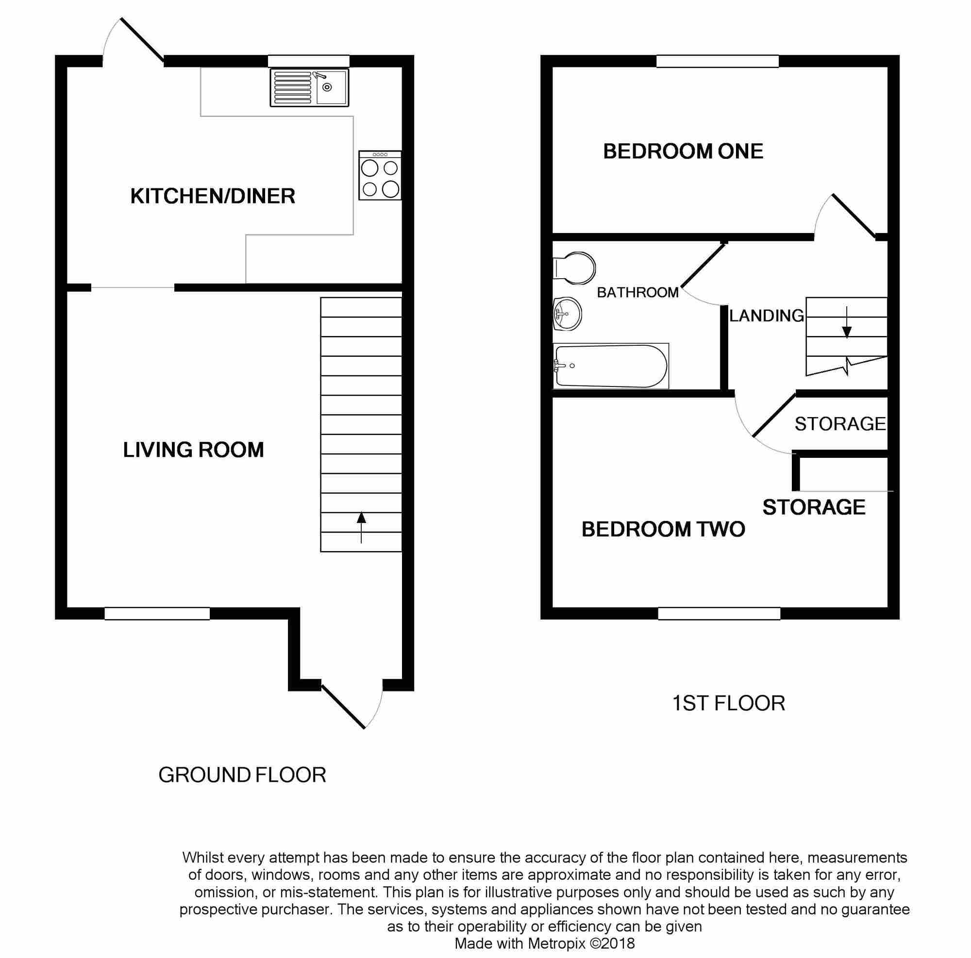 Floorplan of 2 bedroom Mid Terrace House to rent, Caernarvon Road, Chichester, PO19