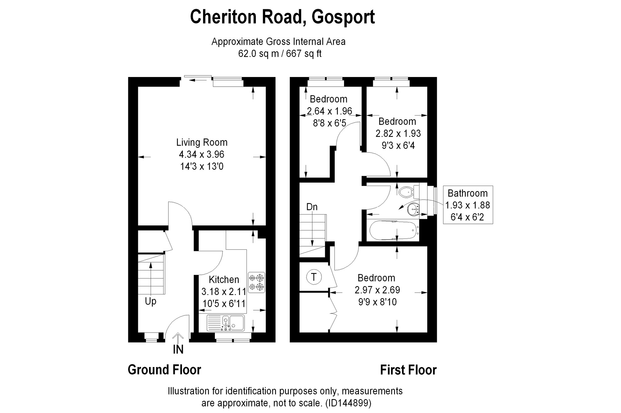 Floorplan of 3 bedroom End Terrace House to rent, Cheriton Road, Hampshire, PO12