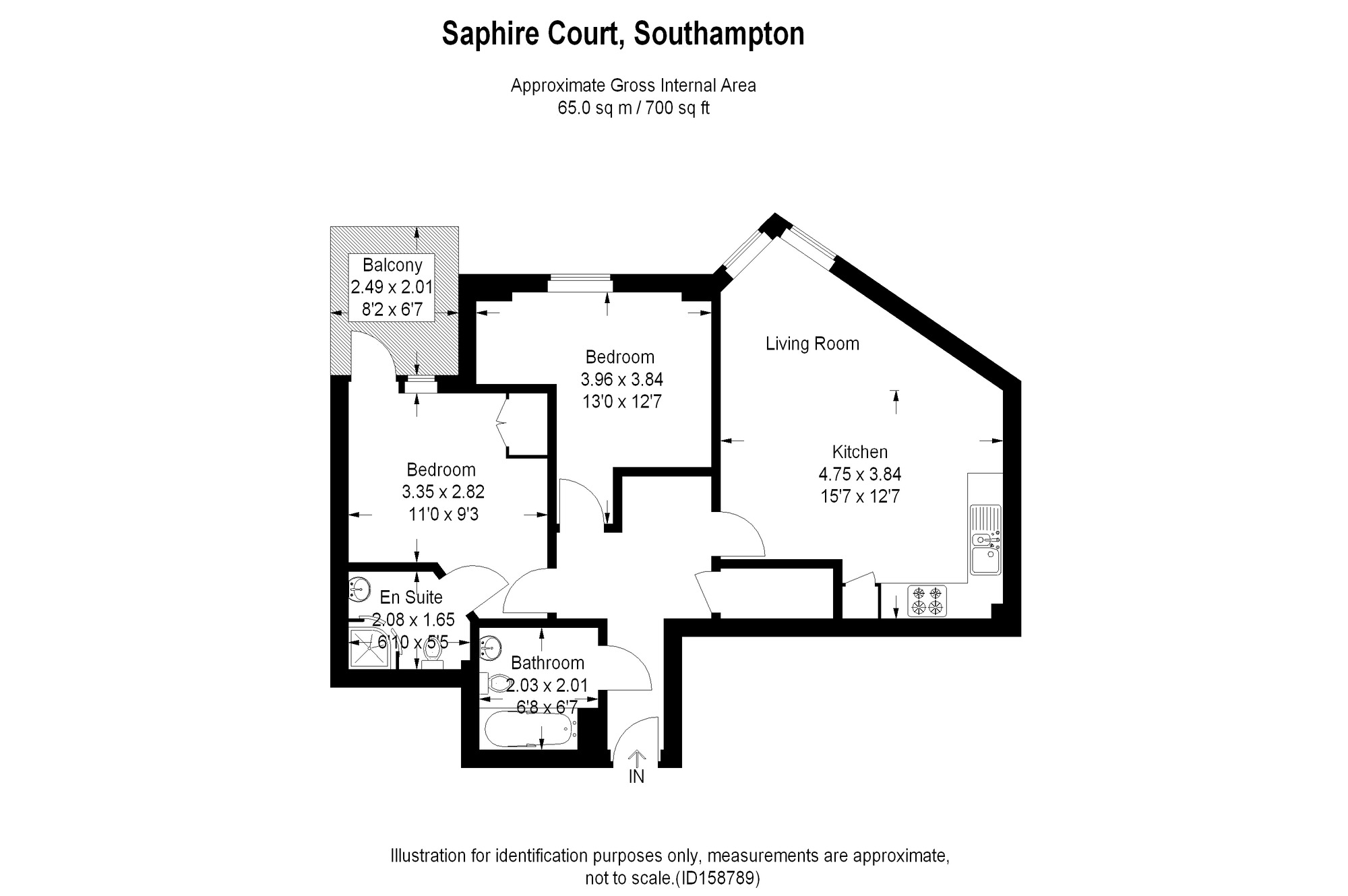 Floorplan of 2 bedroom Flat to rent, Sapphire Court, Ocean Village, Southampton, SO14