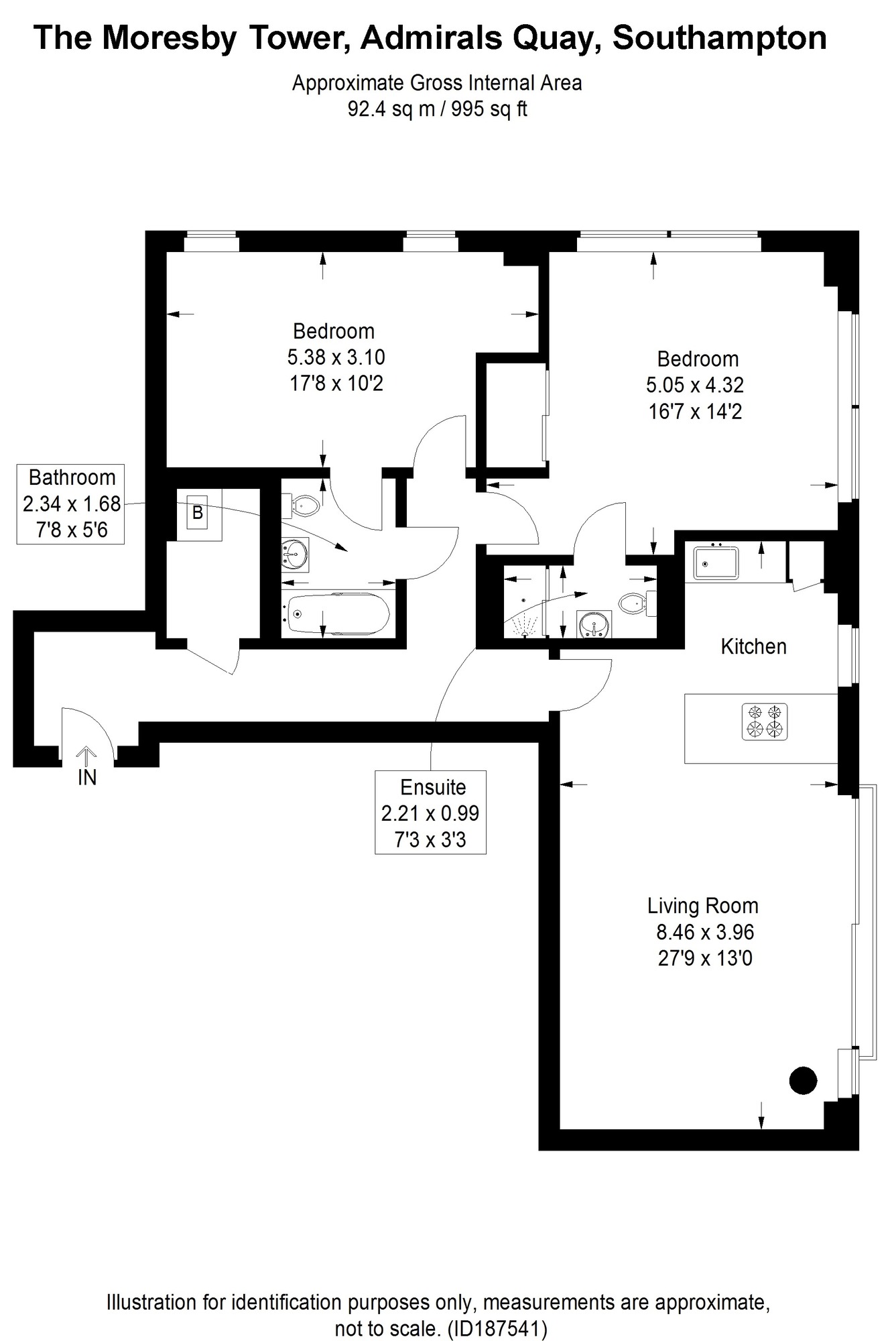 Floorplan of 2 bedroom Flat to rent, The Moresby Tower, Ocean Village, Southampton, SO14