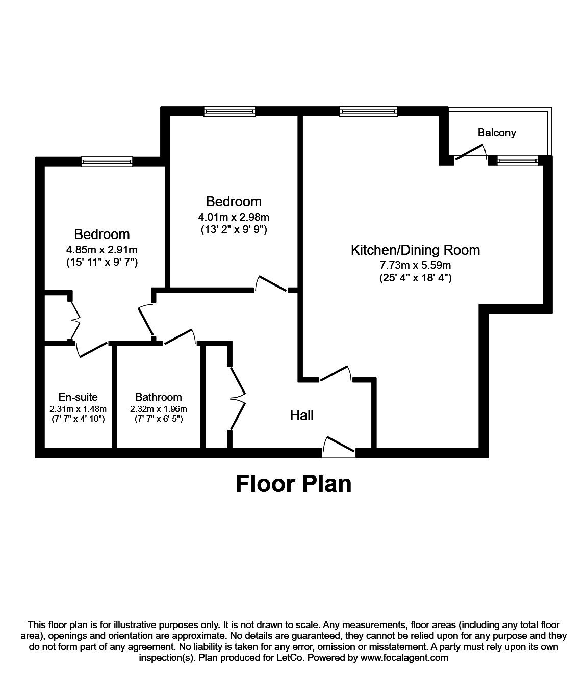 Floorplan of 2 bedroom Flat to rent, Guildhall Apartments, Park Walk, Southampton, SO14