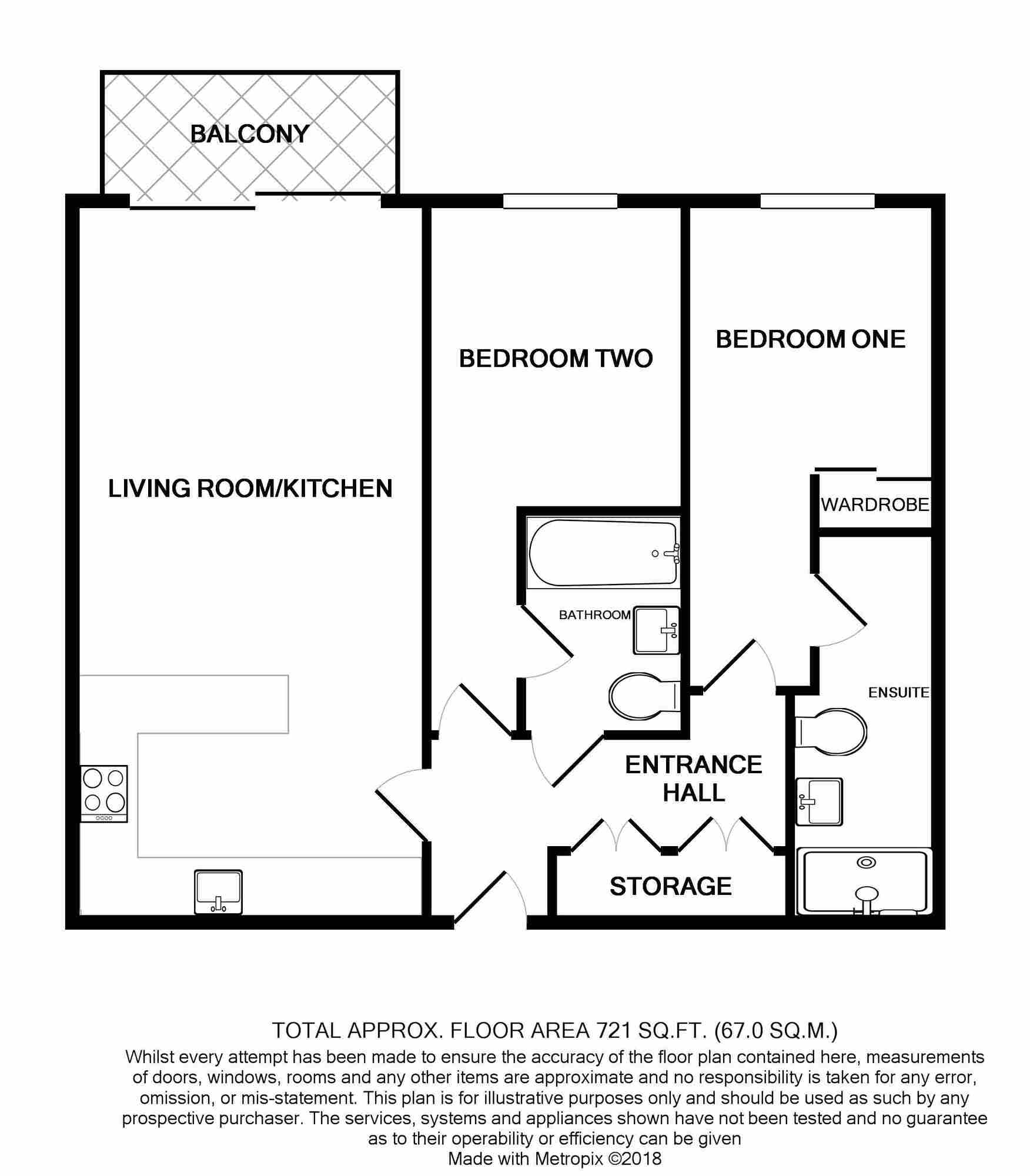 Floorplan of 2 bedroom Flat to rent, The Blake Building, Ocean Way, Southampton, SO14