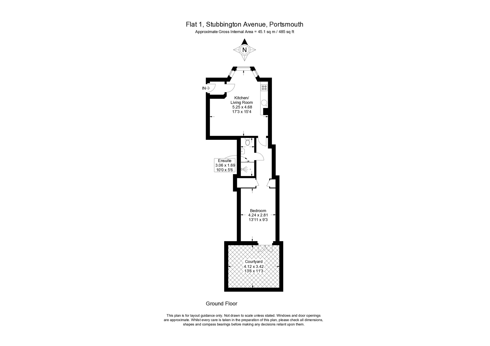 Floorplan of 1 bedroom Flat to rent, Stubbington Avenue, Portsmouth, PO2