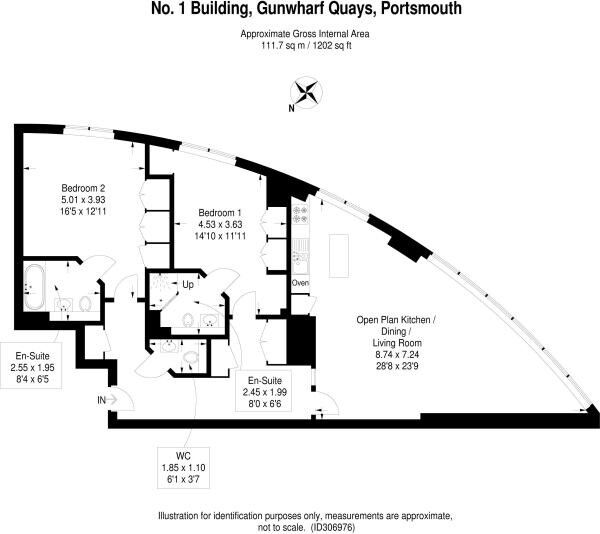 Floorplan of 2 bedroom Flat to rent, Gunwharf Quays, Portsmouth, PO1