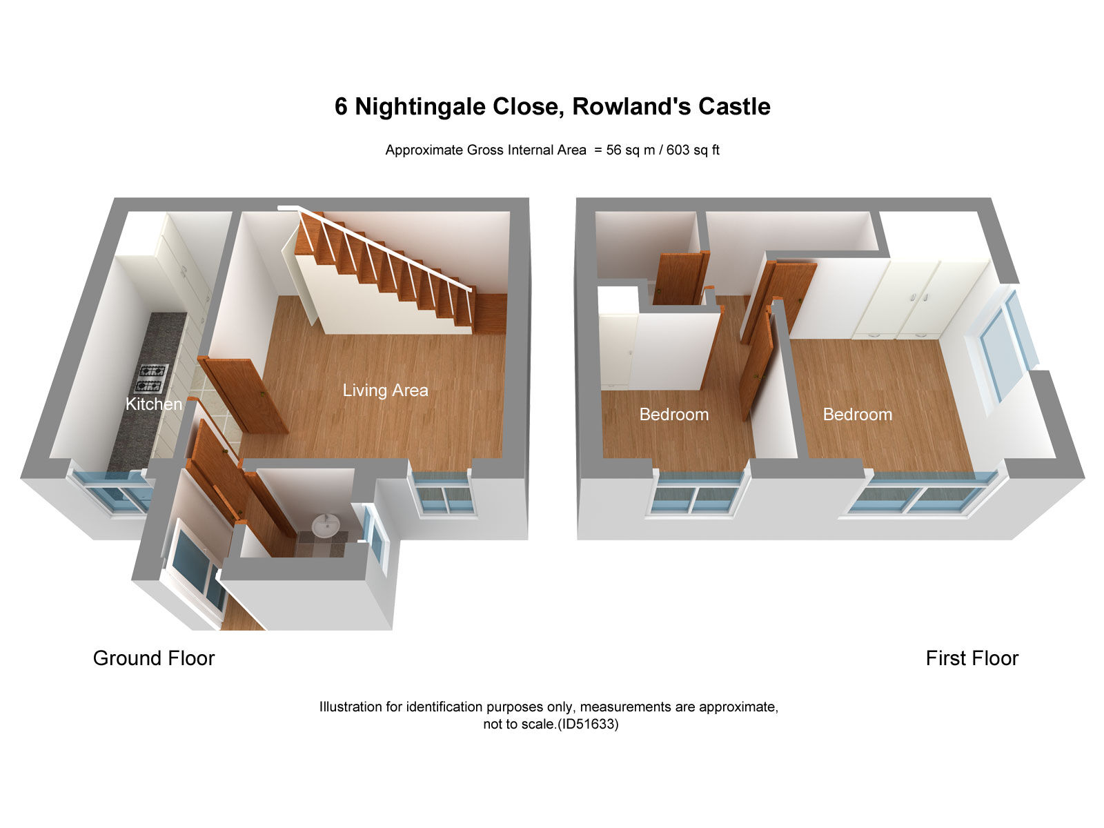 Floorplan of 2 bedroom Semi Detached House to rent, Nightingale Close, Rowlands Castle, Hampshire, PO9