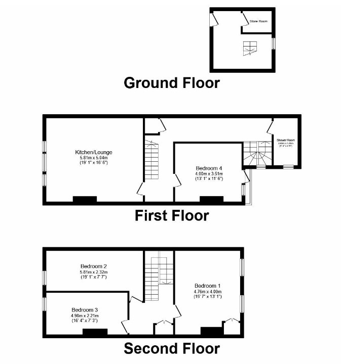 Floorplan of 4 bedroom  Flat to rent, Lake Road, Portsmouth, PO1